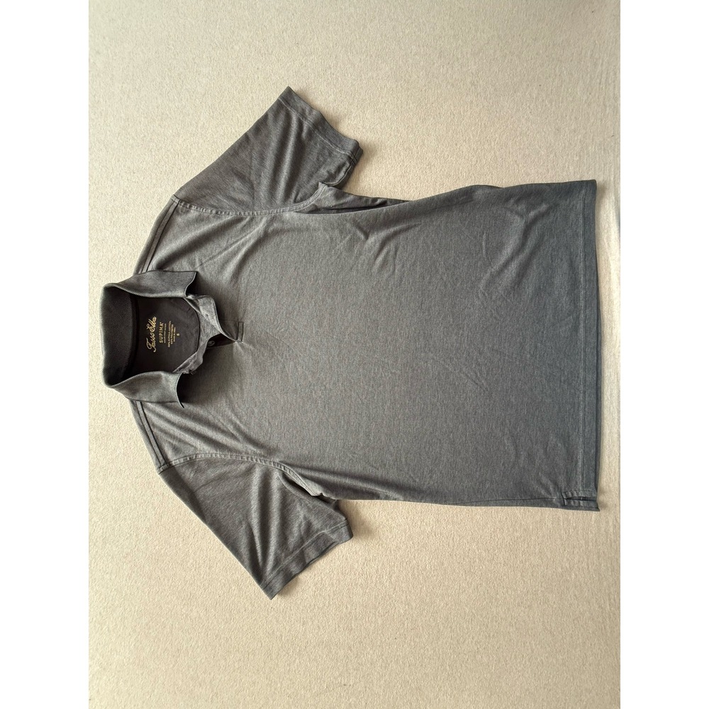 Tasso Elba Mens Supima Cotton Blend Polo Shirt Gray Short Sleeve Small